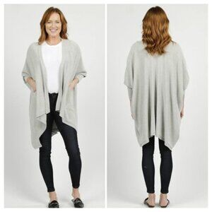ZESTT Organic Mila Light Gray Open Cardigan Pockets One Size 100% Cotton